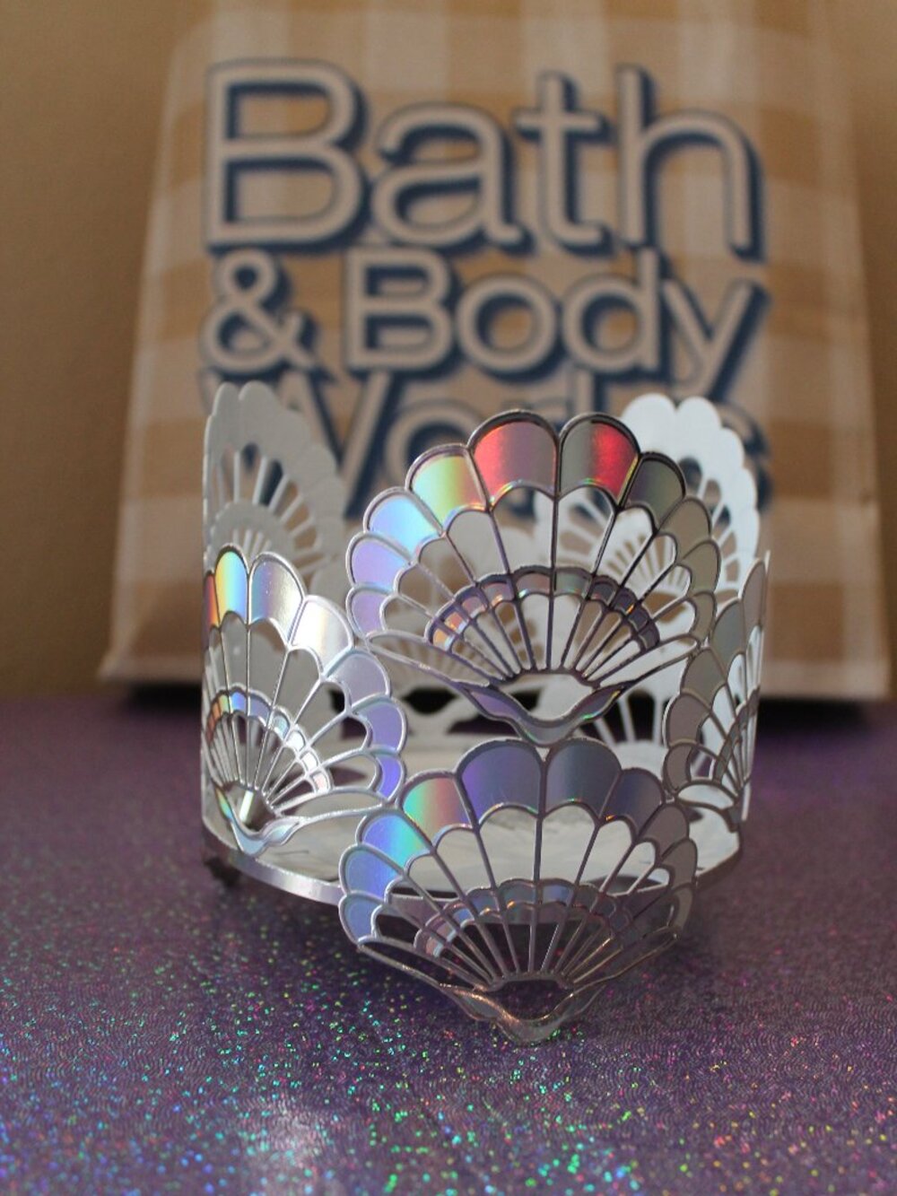 Bath & Body Works Opalescent Seashells Metal Candle Holder NWT